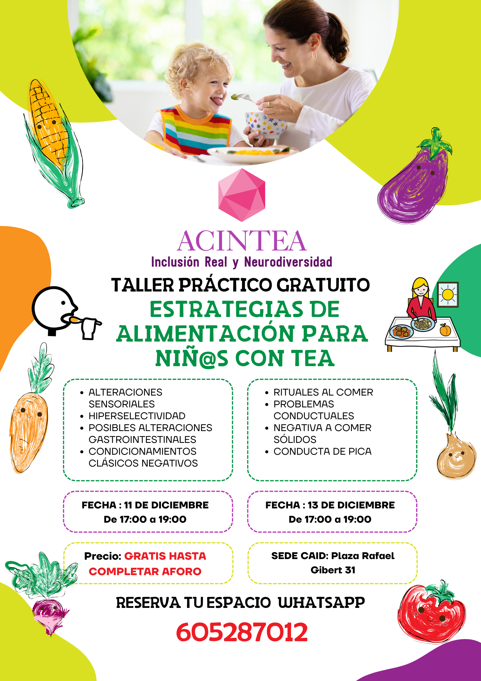 Taller Práctico Gratuito: estrategias de alimentación para niñ@s con TEA